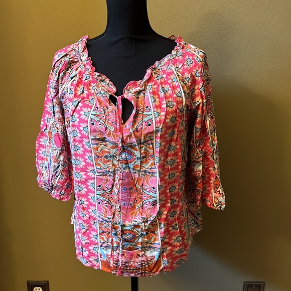 Boho pink random designs. on or off the shoulder Pink, turquoise, blue, white - Picture 2 of 14